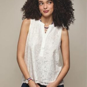 Lace-Front Sleeveless Top