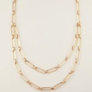 Sunlit Paperclip Long Layered Necklace