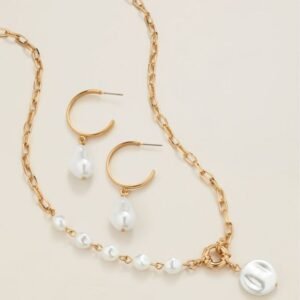 Pearly Ocean Links Necklace and Earring Set