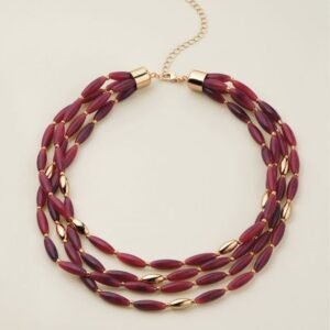 Crimson Aurora Multi-Row Beaded Necklace