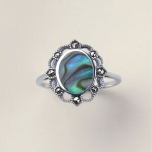 Sterling Silver Marcasite and Abalone Ring