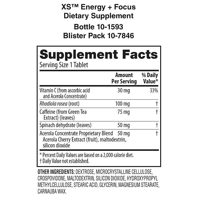 XS™ Energy + Focus Dietary Supplement - 60 Tablets 3 XS™ Energy + Focus Dietary Supplement - 60 Tablets - Image 3