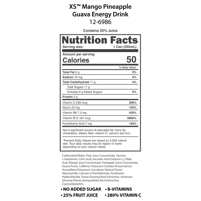XS™ Sparkling Juiced Energy 12 oz - Mango Pineapple Guava 3 XS™ Sparkling Juiced Energy 12 oz - Mango Pineapple Guava - Image 3
