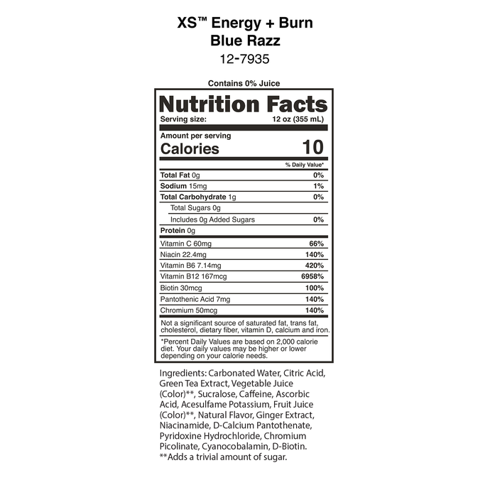 XS™ Energy + Burn 12 oz – Blue Razz 3 XS™ Energy + Burn 12 oz – Blue Razz - Image 3