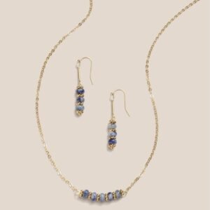 Fine Gem Line Necklace and Earring Set