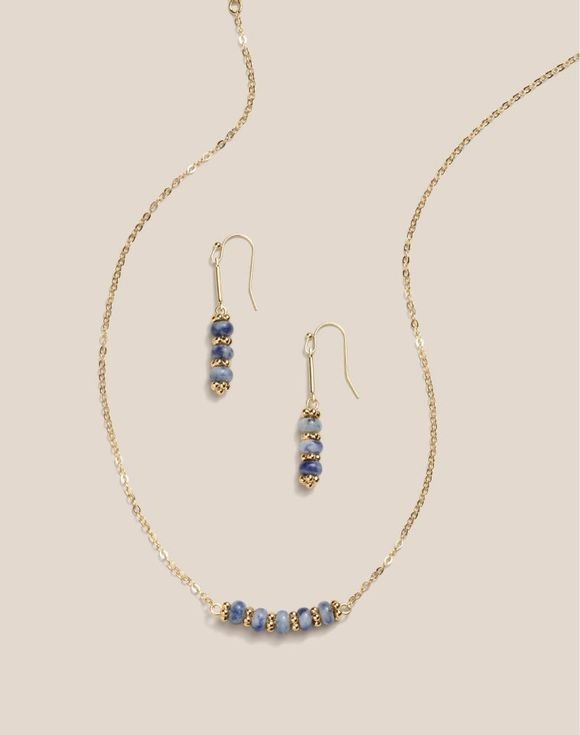 Fine Gem Line Necklace and Earring Set 1 Fine Gem Line Necklace and Earring Set
