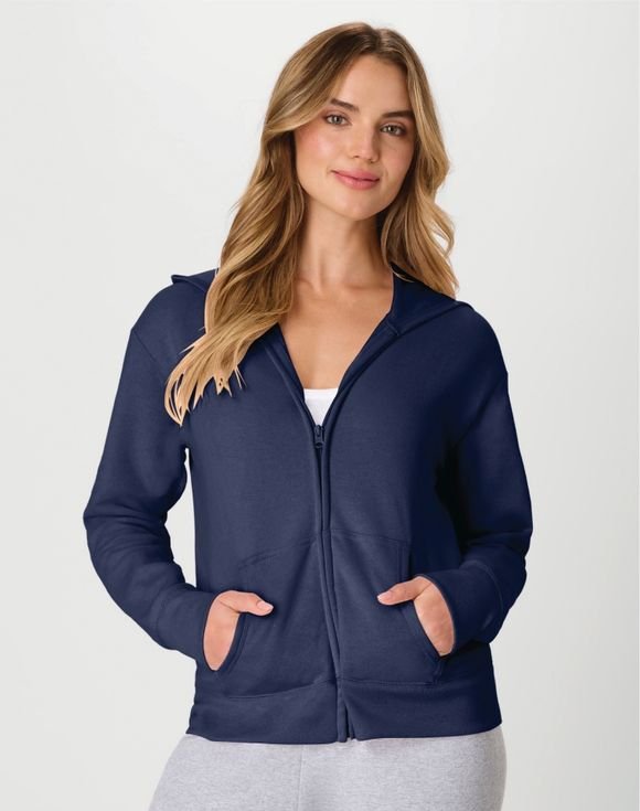 Hanes EcoSmart® Women's Full-Zip Fleece Hoodie O4637 1 Hanes EcoSmart® Women's Full-Zip Fleece Hoodie O4637