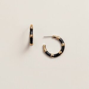 Shop Avon Beauty Products 5 Black and Gold Fusion Hoop Earrings