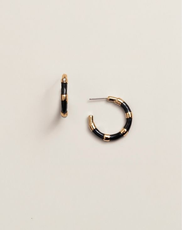 Black and Gold Fusion Hoop Earrings 1 Black and Gold Fusion Hoop Earrings