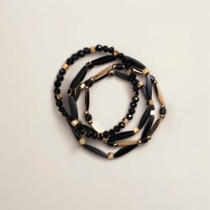 Shop Avon Beauty Products 5 Black and Gold Fusion Link Bracelet Set