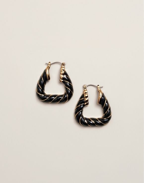 Black and Gold Fusion Twist Hoop Earrings 1 Black and Gold Fusion Twist Hoop Earrings