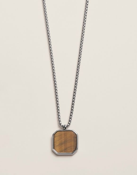 Men’s Stainless Steel Tiger’s Eye Focus Necklace 3 Men’s Stainless Steel Tiger’s Eye Focus Necklace - Image 3