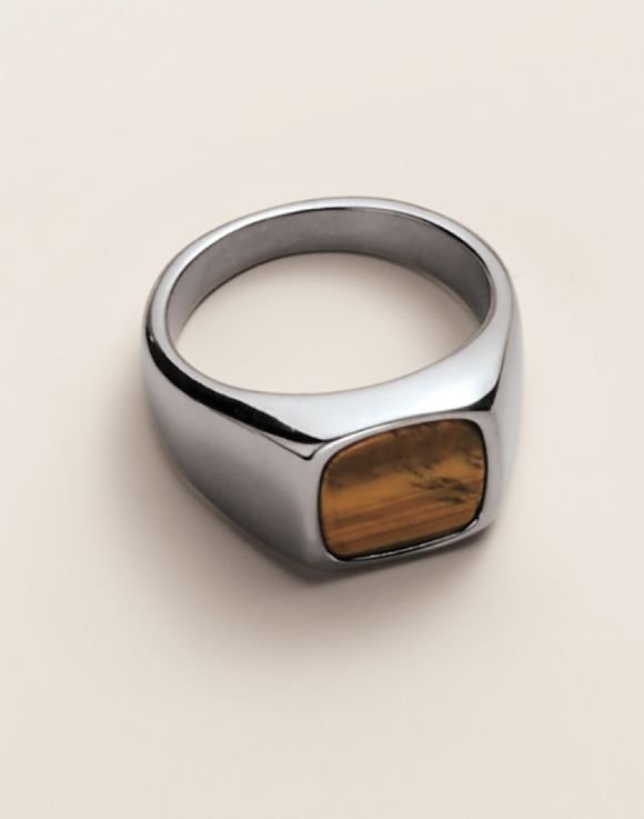 Men’s Stainless Steel Tiger’s Eye Focus Ring 3 Men’s Stainless Steel Tiger’s Eye Focus Ring - Image 3