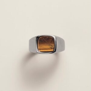 Shop 5 Men’s Stainless Steel Tiger’s Eye Focus Ring