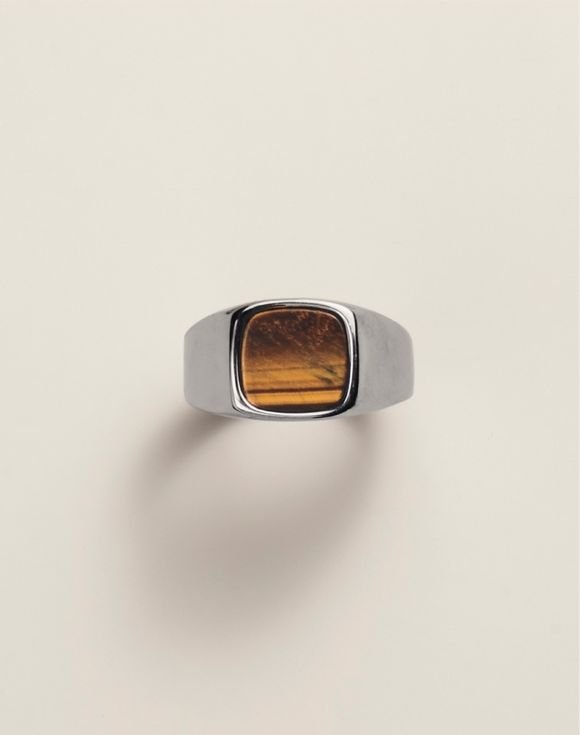 Men’s Stainless Steel Tiger’s Eye Focus Ring 1 Men’s Stainless Steel Tiger’s Eye Focus Ring