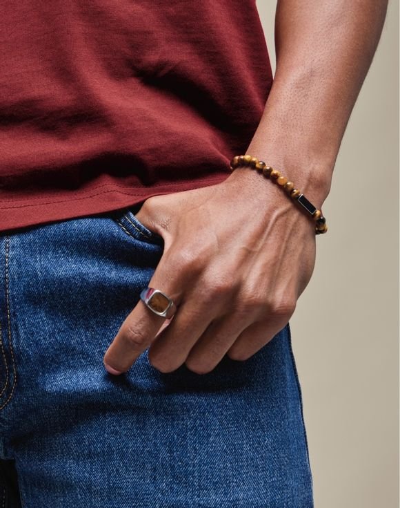 Men’s Stainless Steel Tiger’s Eye Focus Ring 2 Men’s Stainless Steel Tiger’s Eye Focus Ring - Image 2
