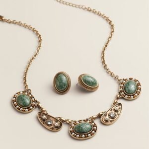 Moss Majesty Necklace and Earring Set
