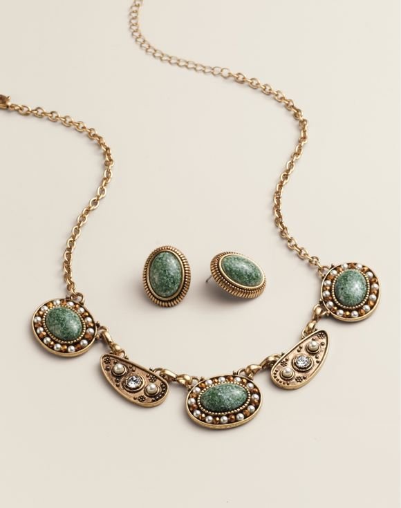 Moss Majesty Necklace and Earring Set 1 Moss Majesty Necklace and Earring Set