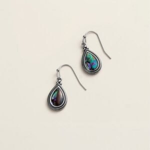 Stainless Steel Abalone Aura Drop Earrings