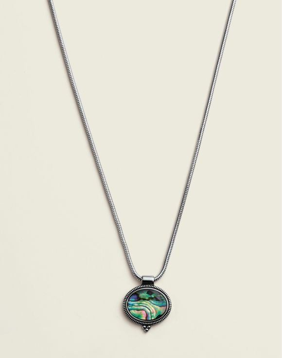 Stainless Steel Abalone Aura Pendant Necklace 2 Stainless Steel Abalone Aura Pendant Necklace - Image 2