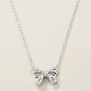 Sterling Silver Bow of Affection CZ Necklace