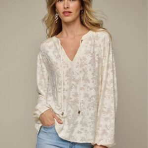 Textured Tie-Neck Top
