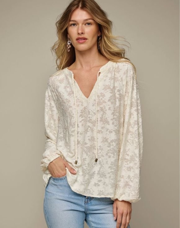 Textured Tie-Neck Top 1 Textured Tie-Neck Top