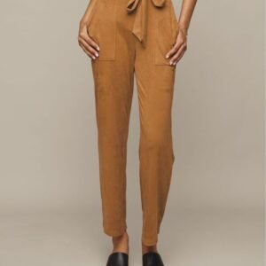 Faux-Suede Belted Pant
