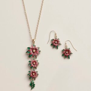 Shop Avon Beauty Products 7 Poinsettia Sparkle Necklace and Earring Set