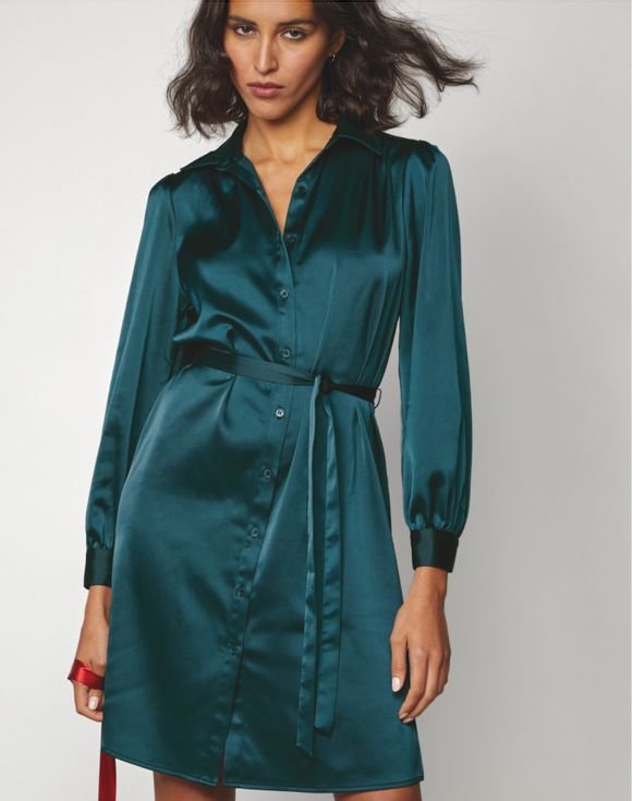 Satin Button-Front Dress 4 Satin Button-Front Dress